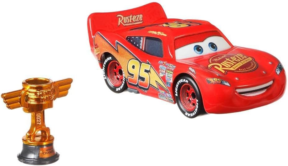 Cars Toys Lightning McQueen with Piston Cup, Miniature, Collectible Racecar Automobile Toys Based on Cars Movies, for Kids Age 3 and Older