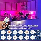 LED Wireless Under Cabinet Lights,Battery Powered Under Cupboards Kitchen Lights with Remote and Timer,Stick on Cupboard Light Battery Operated Push Light,13 Colors Changing Puck Light(4 Pack) - Image 3