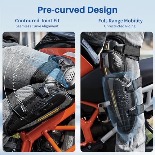 Gute Knee Pads,Motorcycle Knee & Shin Guards Set - Ultimate 3-Layer Protection with Extended Side Wing & Quick Release Buckles for Motocross, Mountain Biking & Extreme Sports