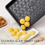 Hongbake Ensemble de poêles de tôle antiadhésive 3, Feuilles de cookies pour four, demi-verre/verrouillage non toxique avec Texture pivotante florale, service lourd 0.8mm Plateau épais pour cuisiner, Gris foncé