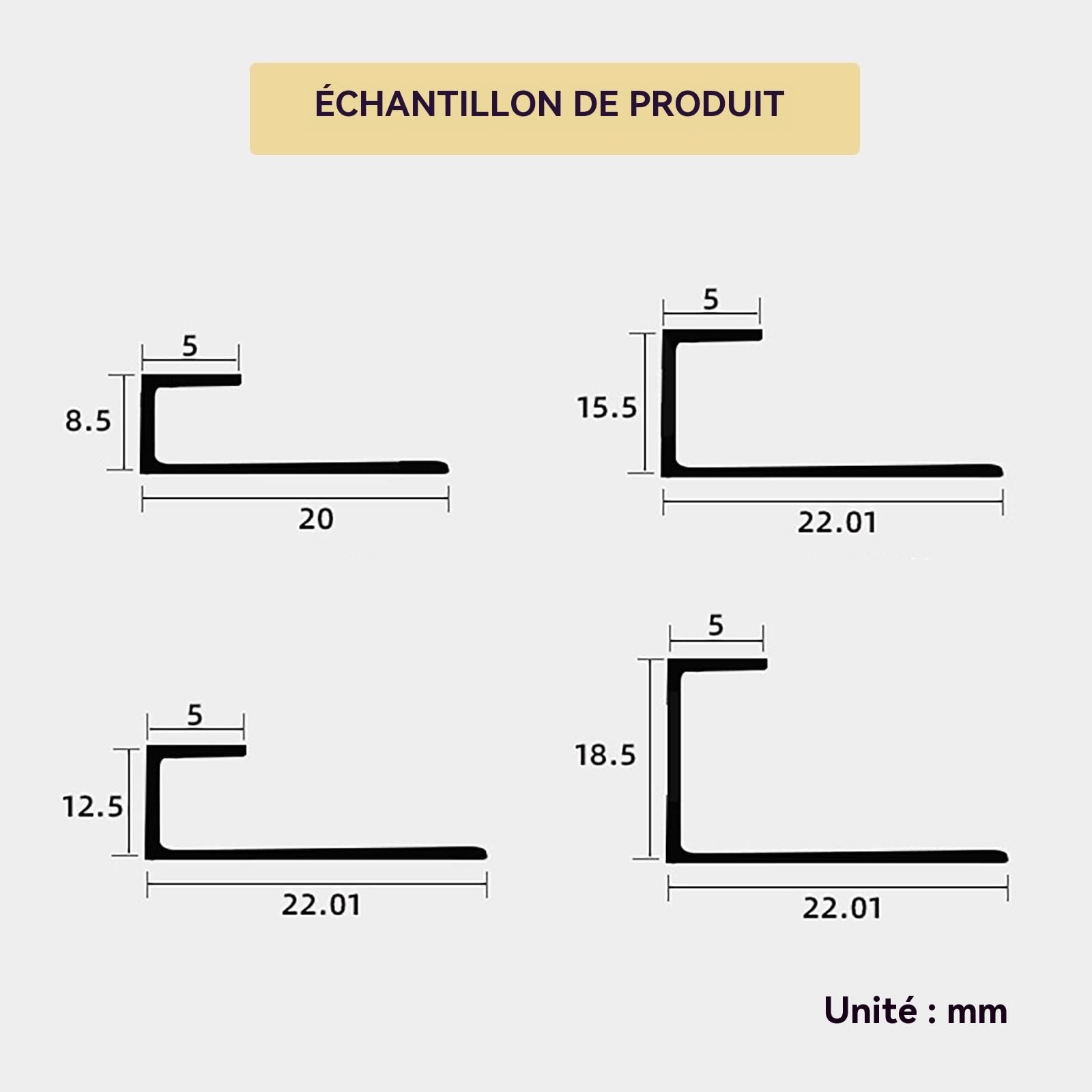 Perfil flexible de aluminio para parquet baguette de 90 cm, 3 piezas, negro, 18,5 mm, fácil renovación para azulejos e interiores