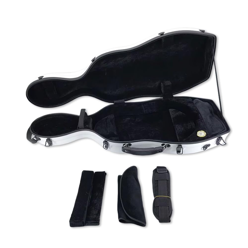 Custodia rigida leggera per viola in fibra di vetro per dimensioni da 16" a 16,5", custodia rigida per viola con spalline, 2,68 kg, guscio impermeabile (bianco)