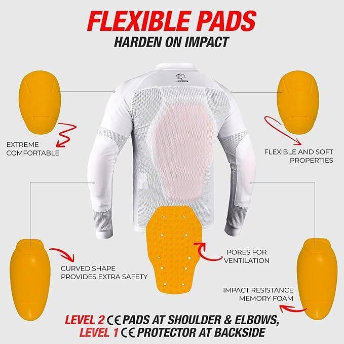 J.A.G. Motorcycle Mesh Shirt for Men with CE Certified Protective Padded Armors | All Season Motorcycle Riding Shirt - Image 6