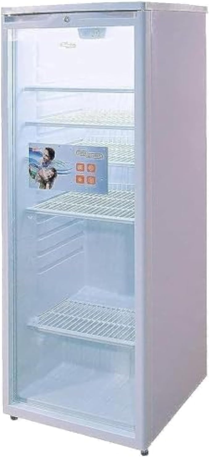 Super General 275 Liters Layered Glass Single Door Chiller SGSC256, R600a, Child lock, 5 Adjustable Wired Shelves, Lock and Key, 55 cm x 58 cm x 144 cm (W x D x H), 1 Year Warranty