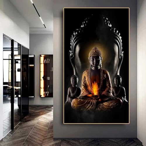 Art peinture de Bouddha doré pour illuminer un salon sombre ou grand mur