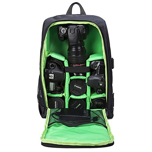 DSLR Kamerarucksack Fotorucksack Rucksack Kamera wasserdichte Kameratasche für Canon Nikon Sony mit Stativhalterung (Grün)