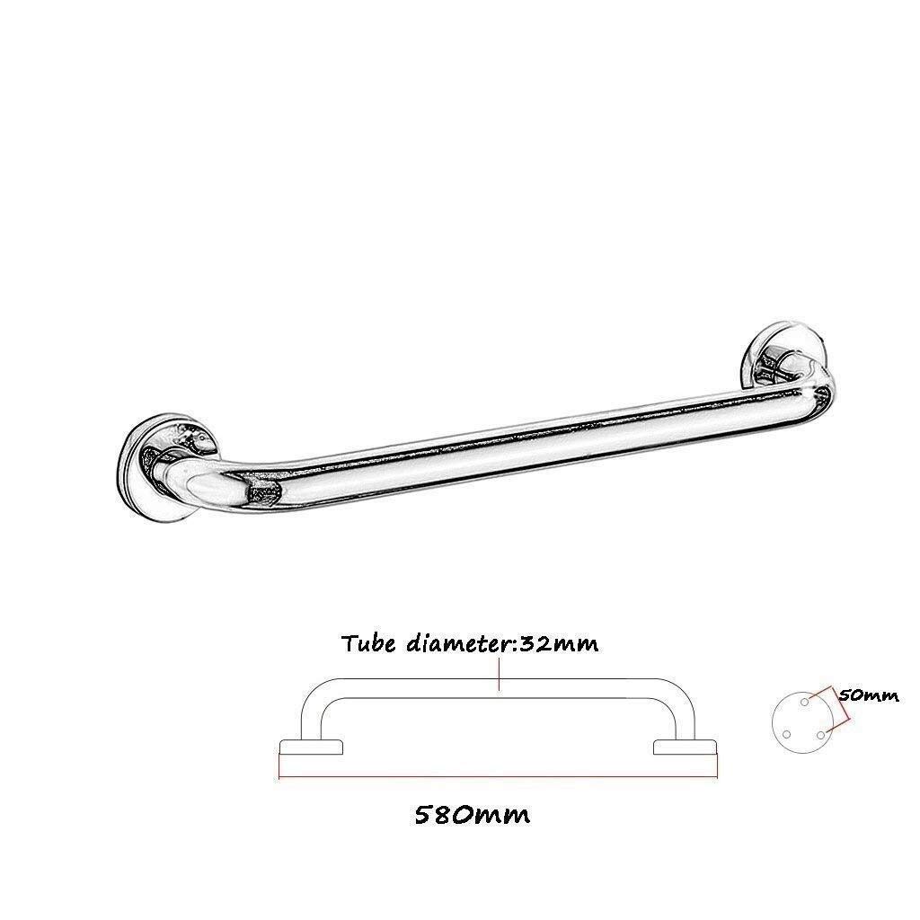 Pasamanos de Ducha de baño de Acero Inoxidable Grueso, Antideslizantes, para bañeras, con Agarre para Personas Mayores y niños con discapacidad, Plateado, 38 cm (Plata, 58 cm)