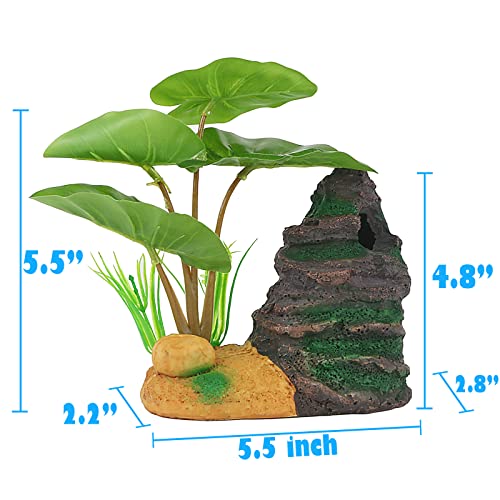 COOSPIDER Betta Fish Leaf Pad Hammock Aquarium Decoration Cichlid Fish Tank Resin Rock Mountain Cave Ornaments Fish Bowl… - Image 6