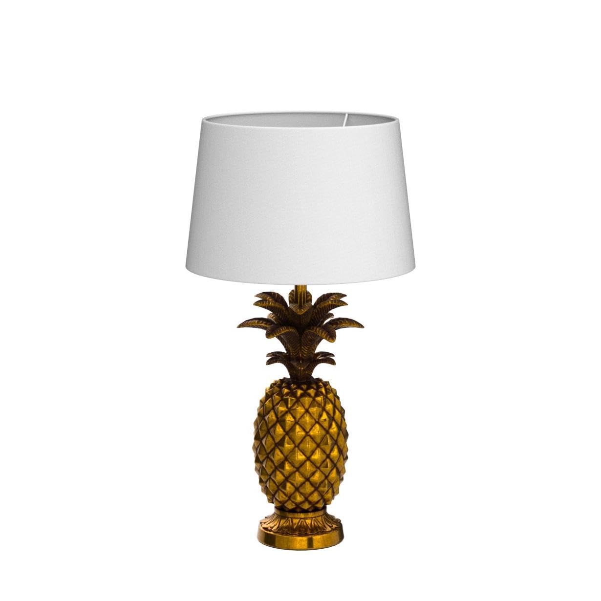Relaxdays Lámpara de mesa con forma de piña, Pantalla textil, E27, Decorativa, 54 x 30 cm, 1 Ud., Dorada