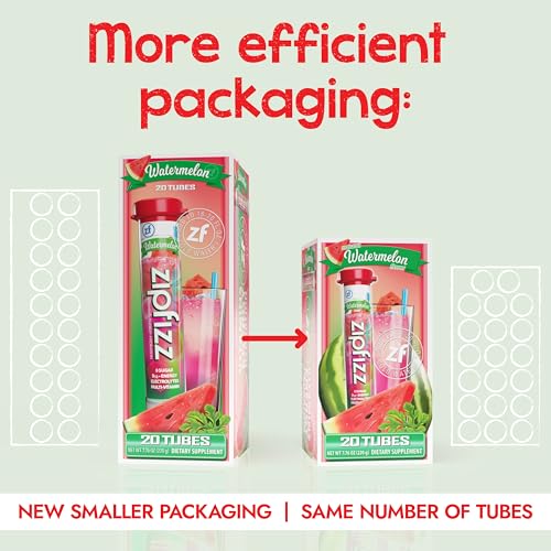 Image of Zipfizz Daily Energy Drink Powder, Watermelon, 20 Pack | 3-in-1 Sustained Energy, Rapid Hydration, and Essential Vitamins | Sugar-Free | Electrolyte Powder | Contains Vitamin B-12 & Antioxidants