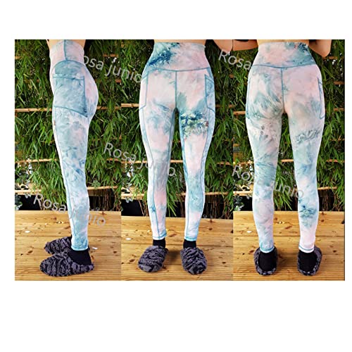 Rosa Junio High Waist Yoga Pants With Pockets For Women, Colorful Tie Dye Workout Leggings, Stretch Exercise Athletic Yoga Leggings #TOP6