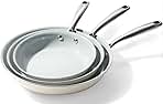 Cookware Ceramic Nonstick Frying Pans: 3Pieces Non Stick Skillet 8 9.5 11 Inches - Healthy Egg Fry Pans - Free of PTFE,PFOA,PFAS