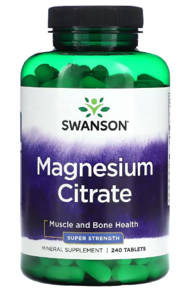 Swansons Swanson - Magnesium Citrate | Bioavailable Support for Muscles, Nerves & Bones | 200mg Elemental - 240 Tablets