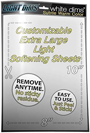 White Dims Self Adhesive Dimming/Softening Sheets for Harsh LED Lights 8"x10.5" Size (1 Sheet) Subtle Warm Color