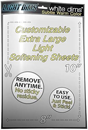LightDims White Dims Self Adhesive Dimming/Softening Sheets for Harsh LED Lights 8"x10.5" Size 1 Sheet Subtle Warm Color & 1 Sheet Free Mystery Gift. Packaging May Vary