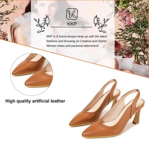 Kkp Womens Slingback Pointed Toe Stiletto Pumps Slip-On High Heels Office Lady Sandals Party Prom Dress Shoes(Brown,10) #TOP3