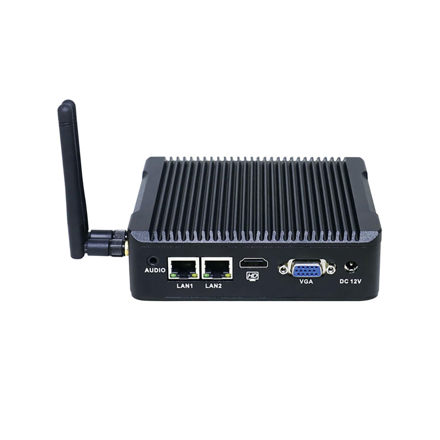 Fanless Mini PC, Industrial Computer, Windows 11 or Linux Ubuntu, Celeron J1900, BX07, COM, 2 x LAN, HDMI, VGA, Vesa Mount, WOL, PXE, Watchdog Supported, 0 RAM, 0 Storage, Barebone No System