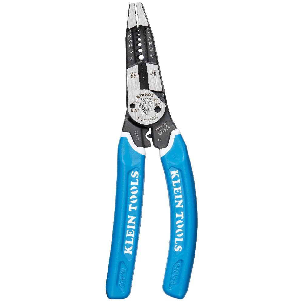 Klein Tools K12065CR narzędzie do ściągania izolacji/obcinarki, do cięcia, ściągania, zaciskania, skręcania (8-18 AWG solidne, 10-20 AWG)