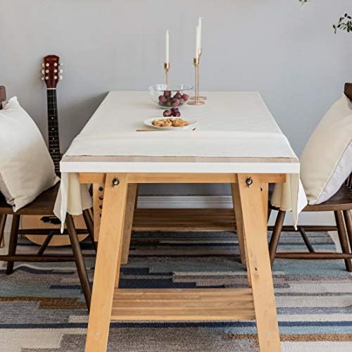 Home Brilliant Cream Table Cloth Rectangular, Solid Farmhouse Tablecloth for Party Kitchen Indoor Outdoor, Heat Resistant Table Protector/Table Cover for Dining Table, 132cm x 183cm, Cream