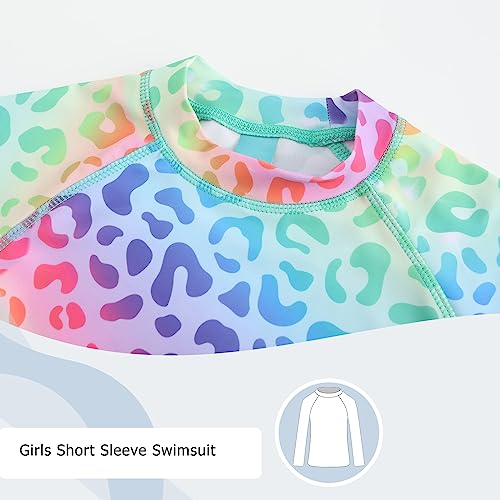 Girls Long Sleeve Rash Guard Swim Shirt for Girls One Piece Swimsuits with UPF 50+ Sun Protection Bathing Suits 3-16 Years4