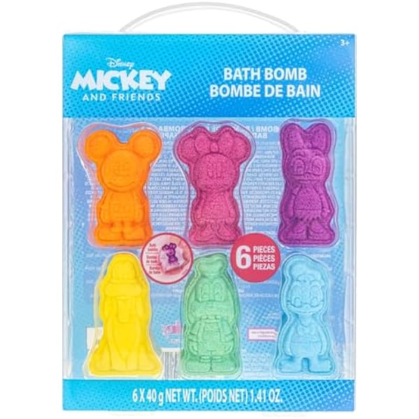 Mickey Minnie and Friends Bomby do kąpieli zapachowe Bubblegum - Wiek 3 + Bomby do kąpieli formowane postacią - zabawa i jasne kolory przez Townley Girl