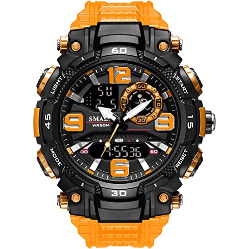 ZUMAHA 多機能デジタル腕時計 大型ダイヤル LEDバックライト スポーツウォッチ アナログデジタルディスプレイ アウトドア 防水 ミリタリーウォッチ