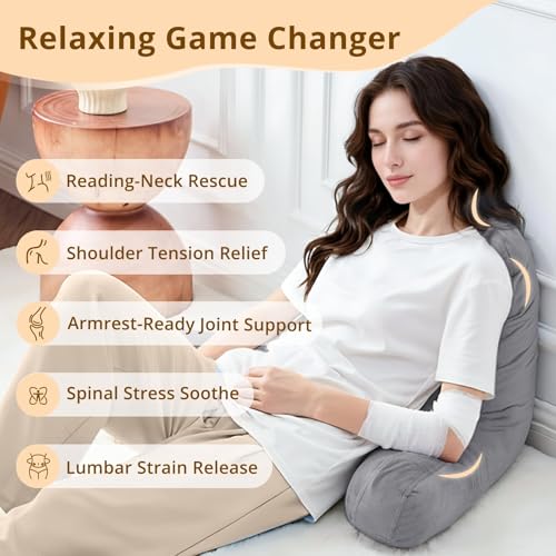Image of Sasttie Reading Pillow for Bed, Back Pillow for Sitting Up, Dark Grey