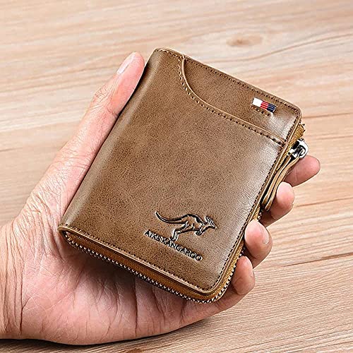 Durable Multifunction Leather RFID Blocking Wallet, Anti-theft Swipe Card ID Holds, Anti-magnetic Soft Slim Genuine Purse Bag, Men Zipper Waterproof Wallet, Black4