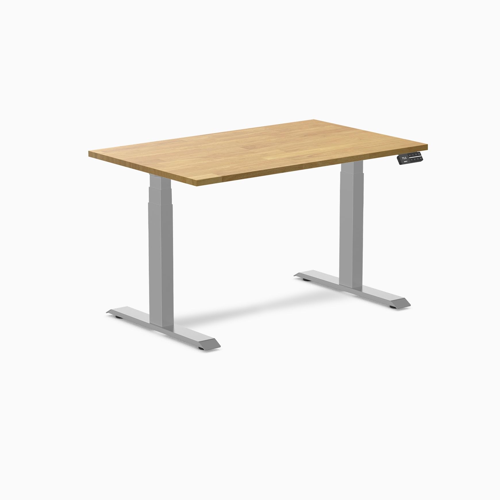 Desky Dual Rubberwood Sit Stand Desk Light Oak 48" Grey