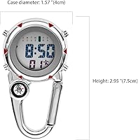 Vista 4 de Clip de brújula digital relojes de hombre blanco y negro, mosquetón impermeable con reloj despertador