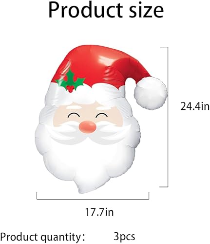Miniatura 2 de Globos de Papá Noel, globos de Navidad, globos de papel de aluminio con cabeza de Papá Noel para fiestas temáticas de Navidad, suministros de fiesta