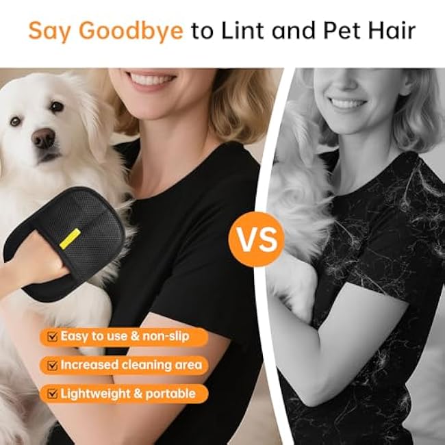 2 Pcs Static Pet Hair Removal Gloves Brush, Reusable Electrostatic Cat Dog Pet Hair Remover Grooming Glove Brush Tool-aVuxqjL2