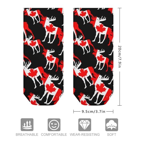 Mooses in Flag of Canada Men's Ankle Socks Womens Low Cut Crew Sock for Athletic Running One Size2
