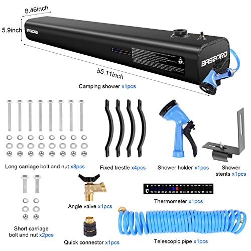 EASEORD Pressurized 8 Gallon Camping Shower Water Tank Road Shower for
