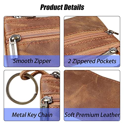 Coin Purse for Men,Coin Pouch for Men,Genuine Leather Mens Tray Purses Coin Purse Cash Change Wallet Key Holder Money Pouch (brown)3
