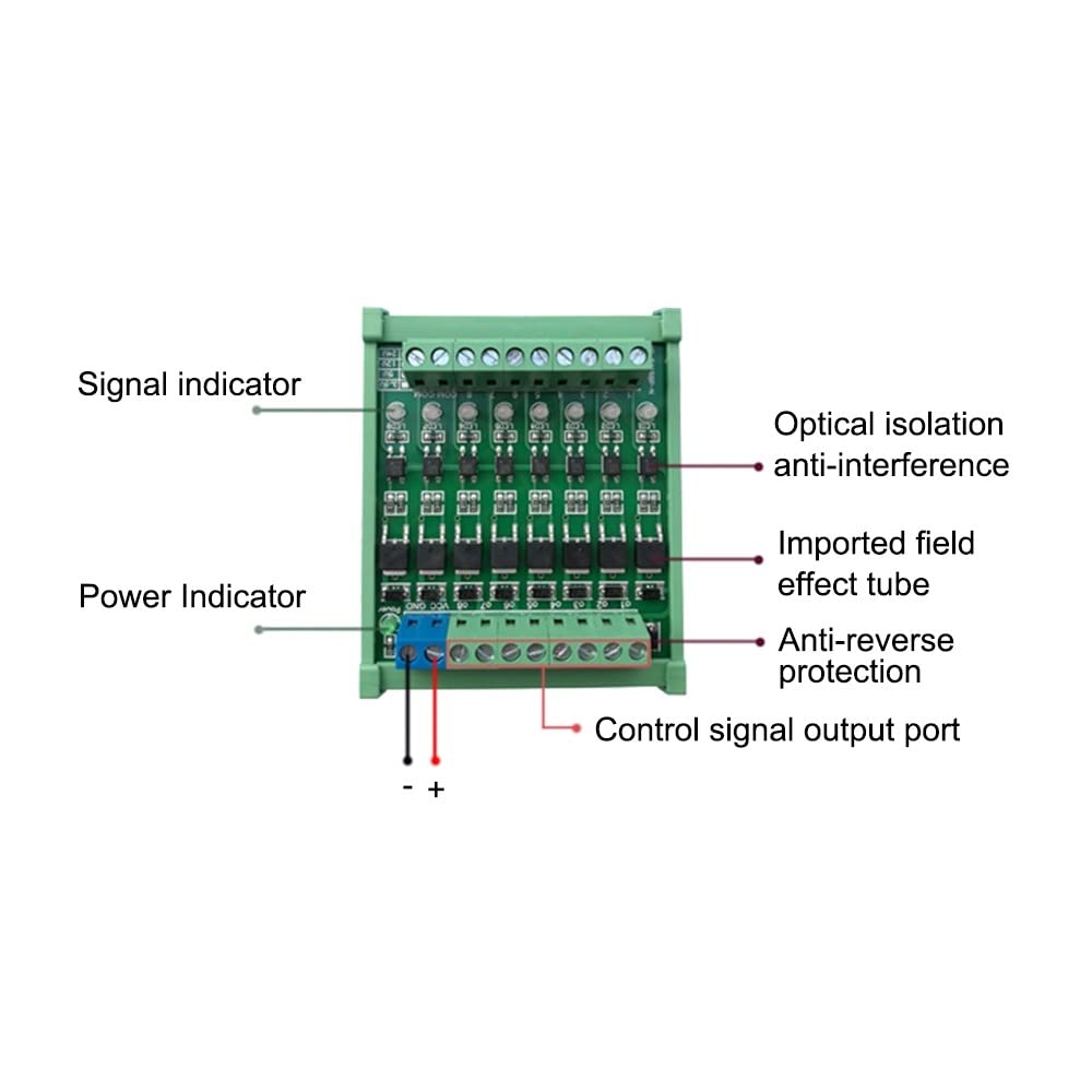 Verstärkerplatine, 8-Kanal MOS-FET Modul, SPS Verstärkerplatine Treibermodul Optokoppler-Isolation DC-Verstärkung
