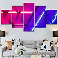 SIGNWIN 5 Panel Canvas Wall Art Abstract Colorful Geometric Hallway Minimalist Mixed Media Multicolor Patterns for Home Decorations Ready to Hang - 60