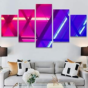 SIGNWIN 5 Panel Canvas Wall Art Abstract Colorful...