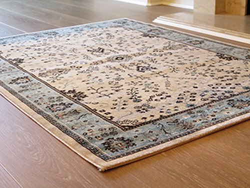 Aspect Herat Oriental/Persian/Floral Area Rug, Polypropylene, Grey/Teal, 170 x 120 x 0.4 cm, 120 x 170 cm (Rectangular)