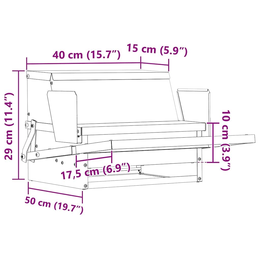 vidaXL Comedero de Pedal para Pollos Negro 50 x 40 x 29 cm, Comedero Moderno de Metal para gallinas, solución de alimentación Resistente para tu Granja y Corral