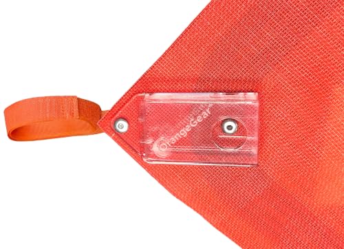 Image of OrangeGear 36 inchx36 inch Right Lane Closed Ahead Mesh Sign & Steel Spring Stand | MUTCD TTC compliant orange mesh roll-up sign kit with fiberglass cross ribs and single-spring steel stand.