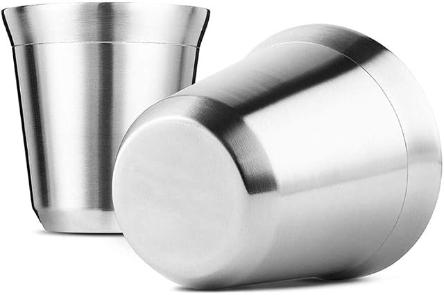 2 Pack Stainless Steel Espresso Cups, Double Wall Insulated Coffee Mugs Tea Cups, Easy Clean and Dishwasher Safe (80ML)