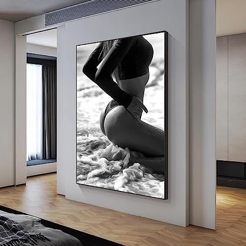 Affiche Toile Portrait Femme Noir et Blanc KEBIA 40x60cm pour Déco