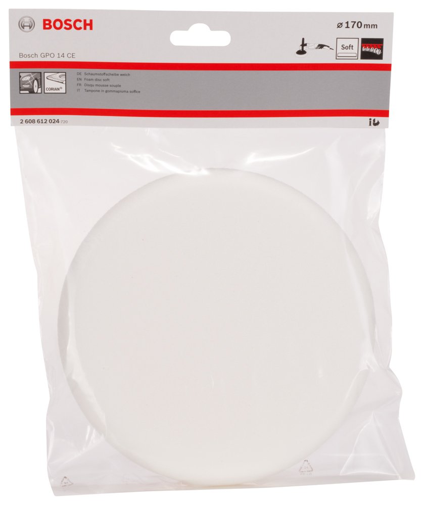 Bosch 2 608 612 024 - Esponja de pulido, diámetro 170 mm, color blanco