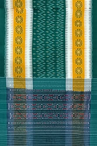 Image of Odisha Sambalpuri Handloom Ikat Women's Cotton Saree, Odisha Handloom Handmade Pure Cotton Khandua Saree, Ikkat Orissa Traditional Handloom Saree Without Blouse