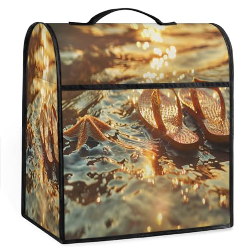 Coffee Maker Cover Ocean Flip Flops Starfish Kitchen Appliance Covers Small Appliance Covers Blender Cover Juicer Cover Dust Covers for Kitchen Appliances with Top Handle and Pockets,Washable,B100