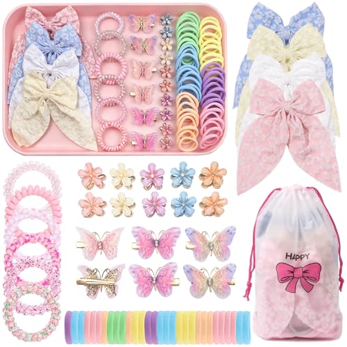 Élastiques cheveux épais en spirale et pinces papillon anti-glisse pour fille