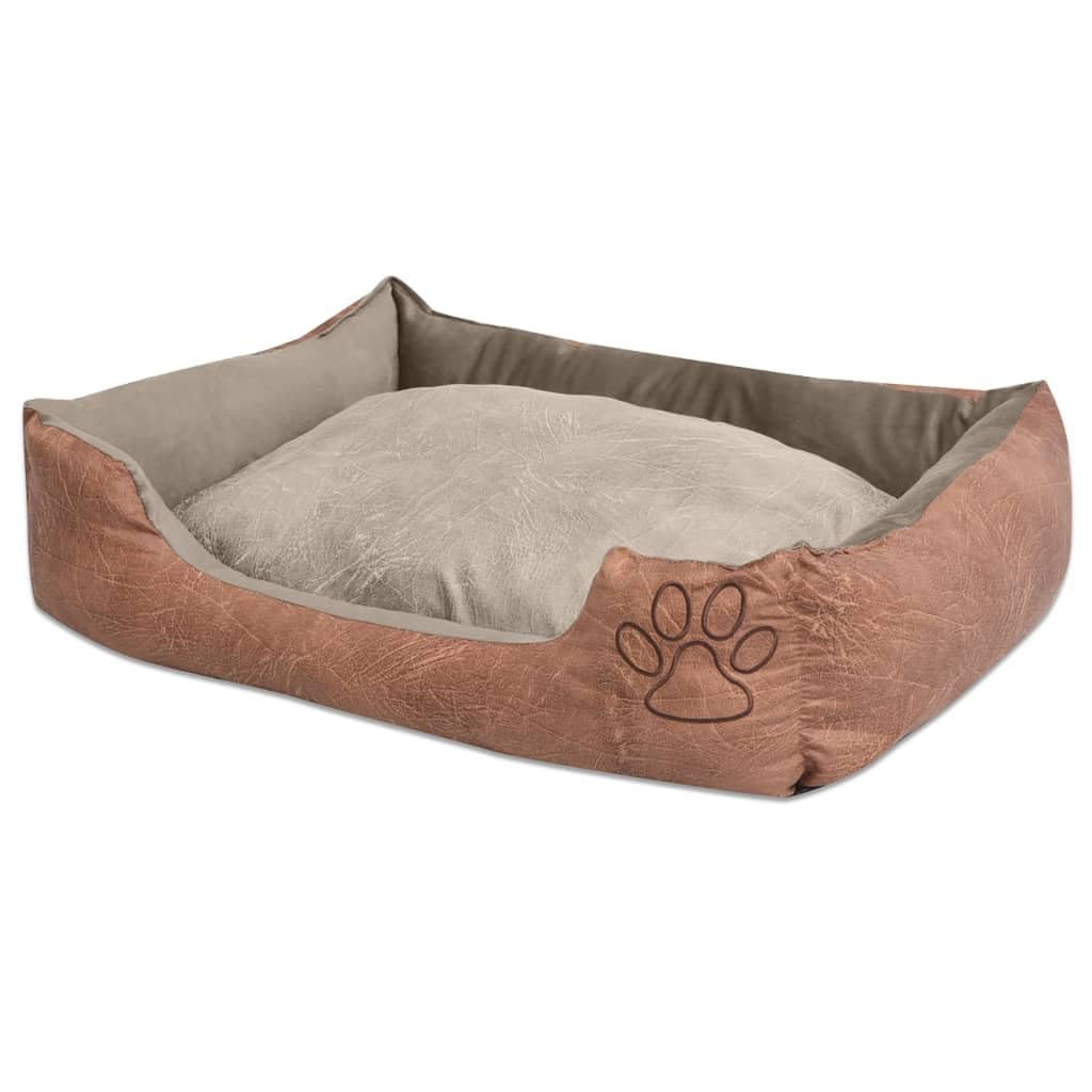 Lit pour chiens XL beige en cuir PU pour un salon moderne et propre