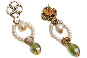 Semi Precious Glass Stones and Kundan Earrings for Indian Women's Fashion