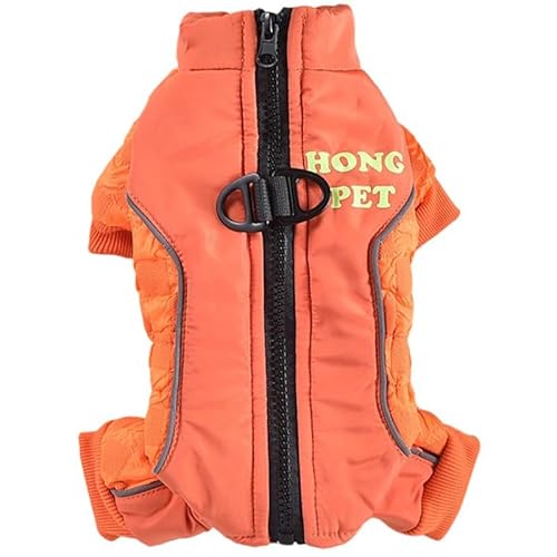 JPETTO犬服 つなぎ ダウンコート 雪遊び ドッグウェア パーカー 冬服 ペット 猫服 ダウンジャケット 裏起毛 犬の服 ジャケット 猫服 ダウンベスト 暖かい 防寒着 子犬 トイプードル チワワ服 お散歩25-H23175WオレンジL